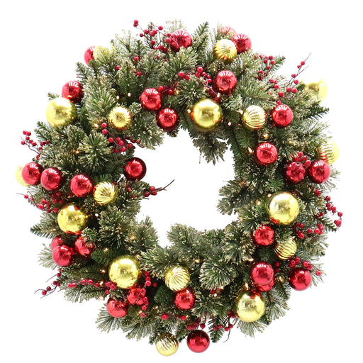Dakota Pine Wreath with Lights 76cm