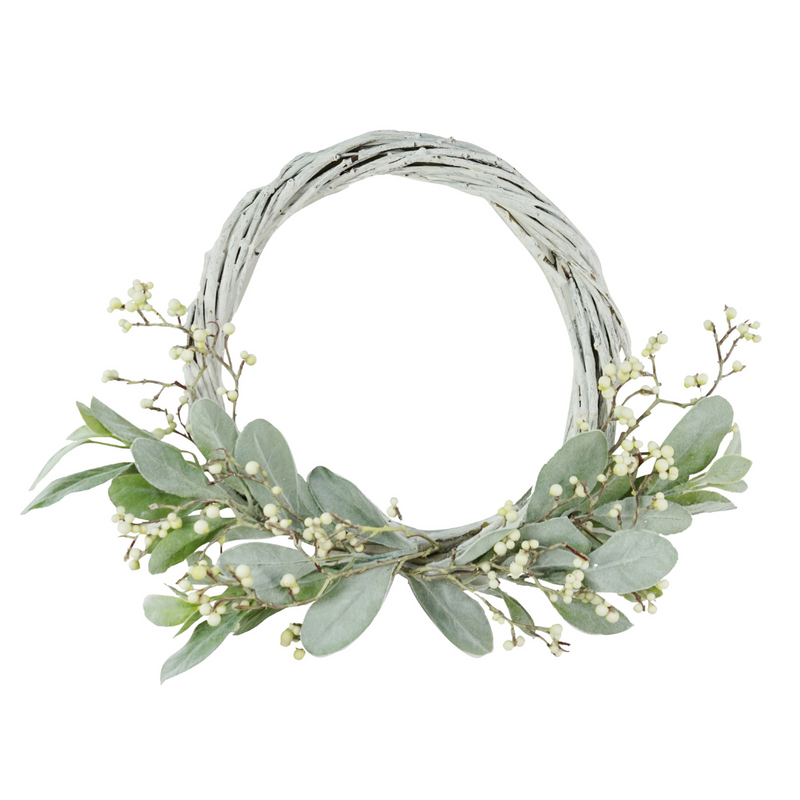 Ronis Native Berries White Half Wreath 45cm