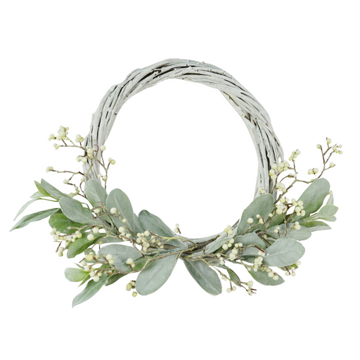 Ronis Native Berries White Half Wreath 45cm