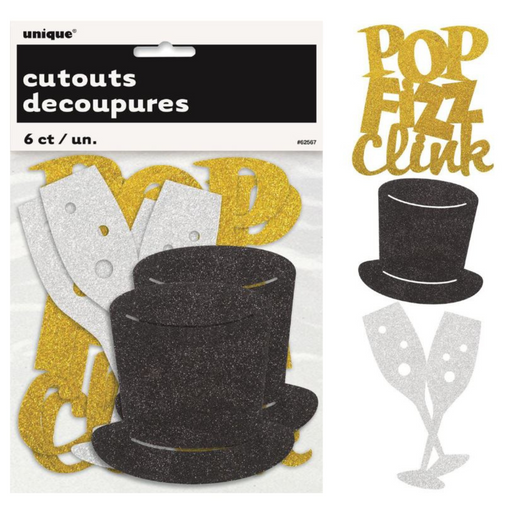 Ronis New Year 6 Mini Glitter Cutouts