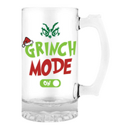Novelty Christmas Stein 18cm – Ceramic mug with “Grinch Mode On” text in festive colours, perfect for holiday drinks
