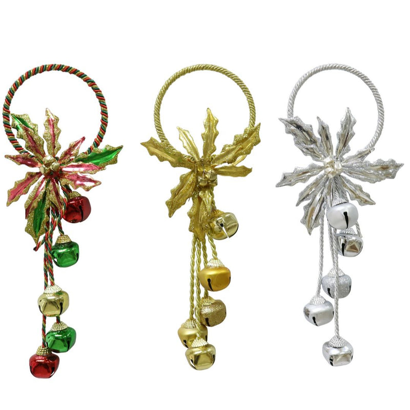 Ronis Nutbell Door Hanger with Poinsettia 30cm Assorted