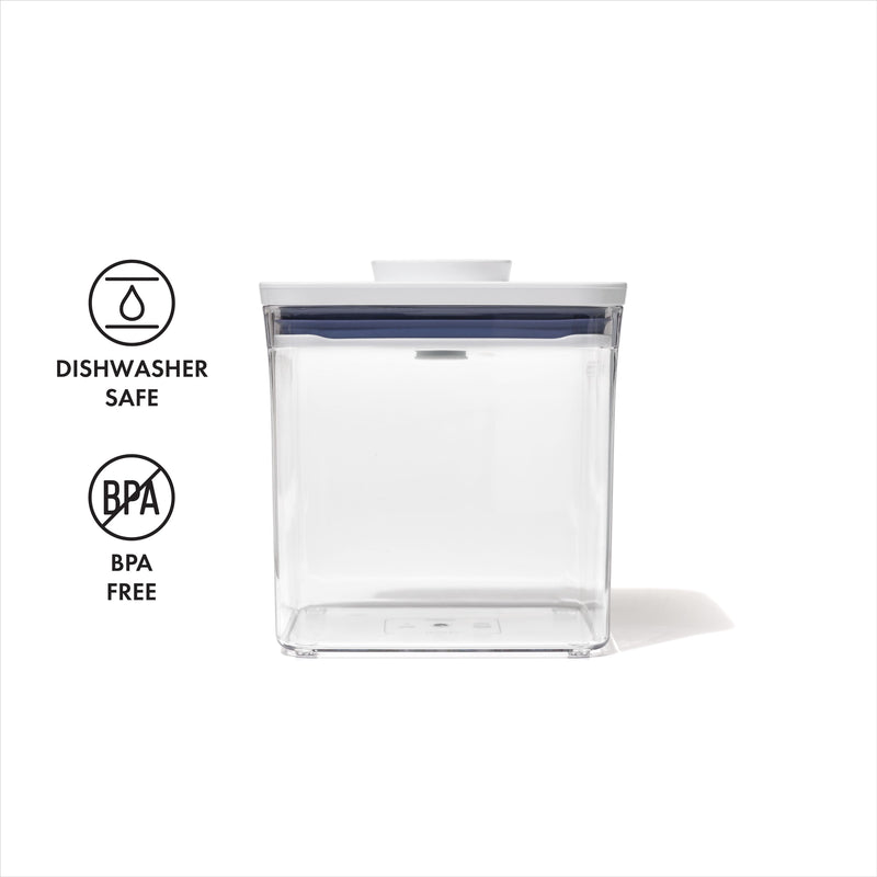 OXO POP 2.0 Big Square Short airtight container with white push-button lid