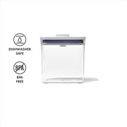 OXO POP 2.0 Rectangle Short 1.6L airtight container with white push-button lid