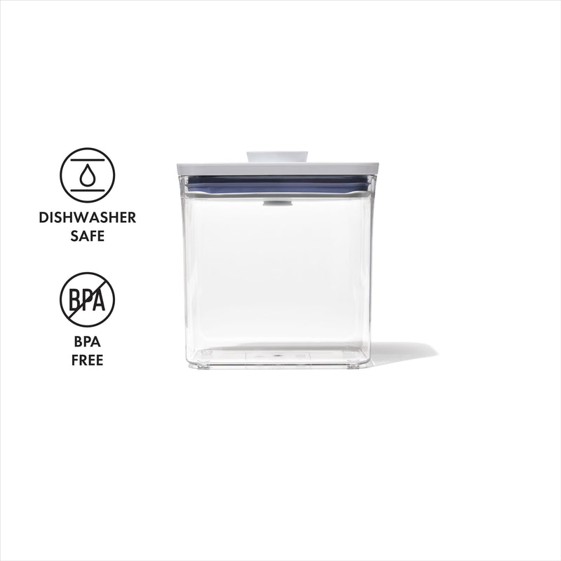 OXO POP 2.0 Rectangle Short 1.6L airtight container with white push-button lid