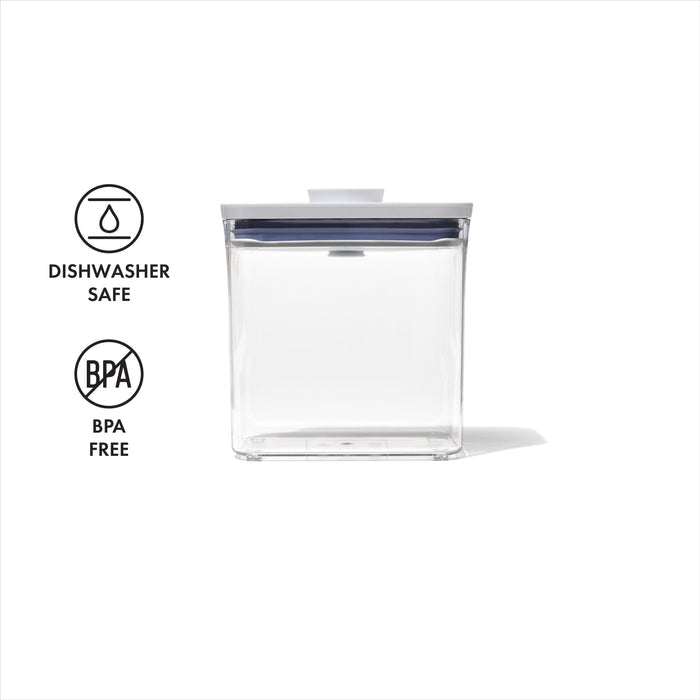 OXO POP 2.0 Rectangle Short 1.6L airtight container with white push-button lid