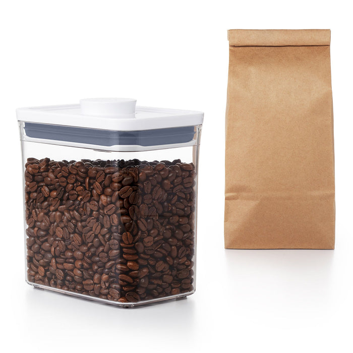 OXO POP 2.0 Rectangle Short 1.6L airtight container with white push-button lid