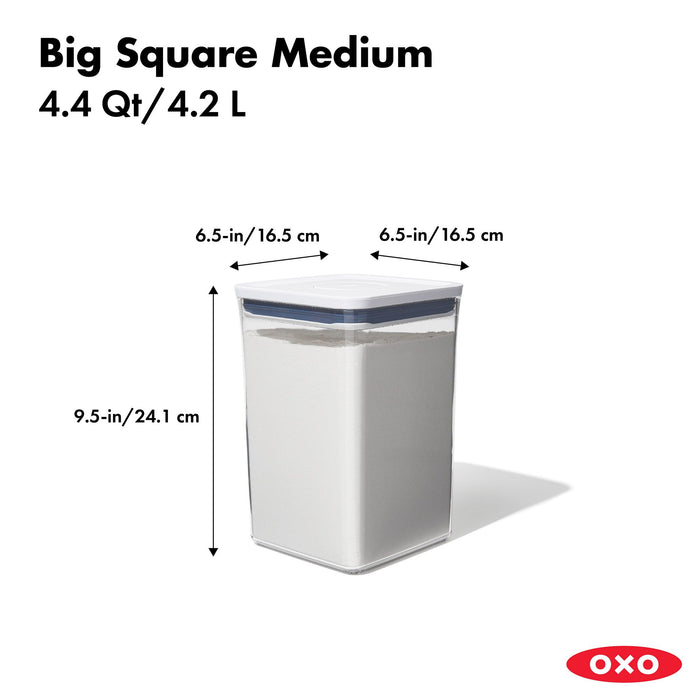 OXO POP 2.0 Slim Rectangle Short 1.1L airtight container with white push-button lid