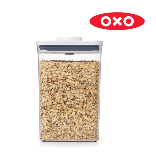 OXO POP 2.0 Slim Rectangle Short 1.1L airtight container with white push-button lid