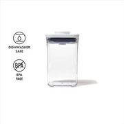 OXO POP 2.0 Small Square Short 1L airtight container with white push-button lid