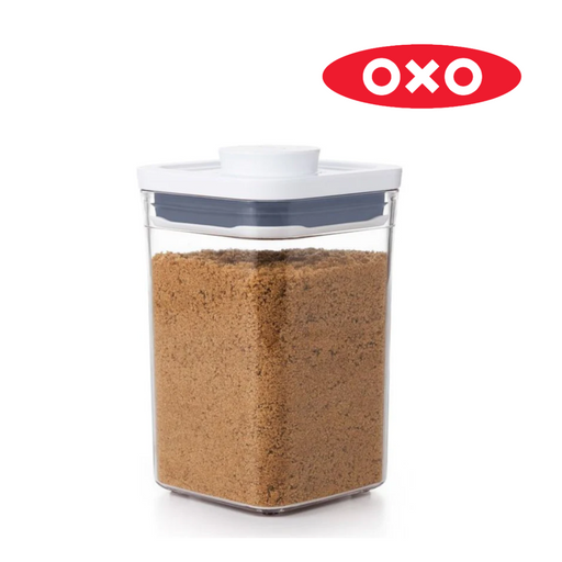 OXO POP 2.0 Small Square Short 1L airtight container with white push-button lid