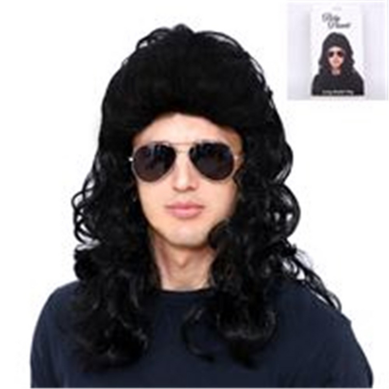 Long Curly Black Mullet Wig