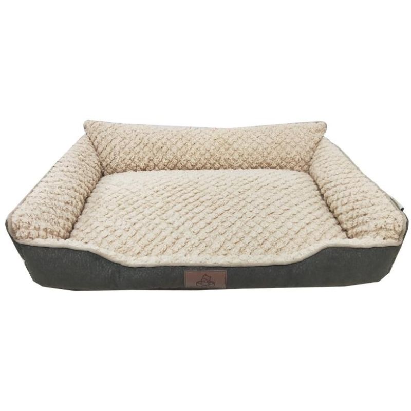 Pet Bed Square Ortho High Back Velvet L