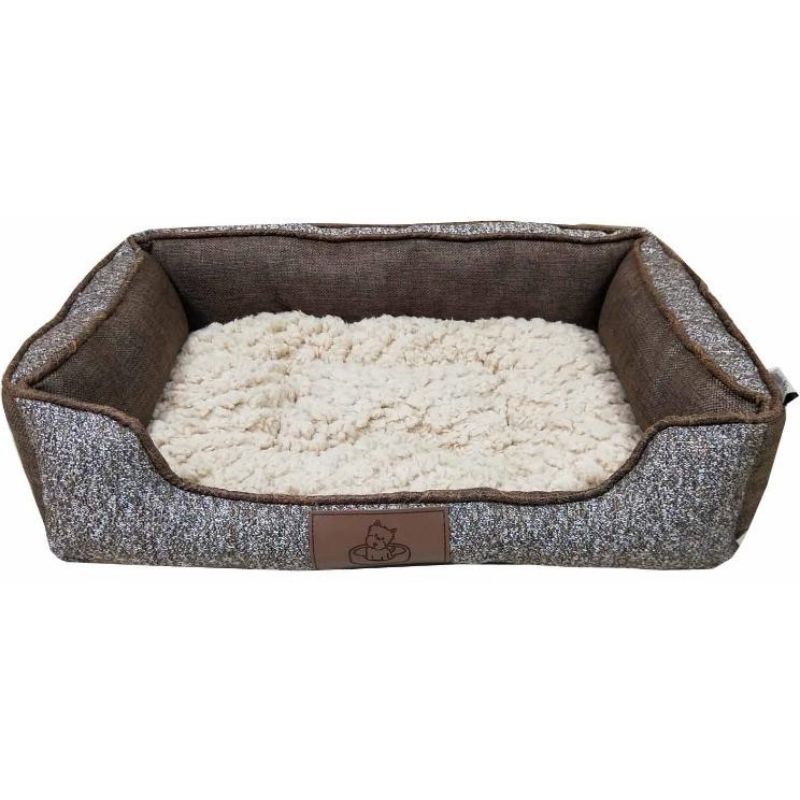 Pet Bed Square Bone Textured Cushion Jute S