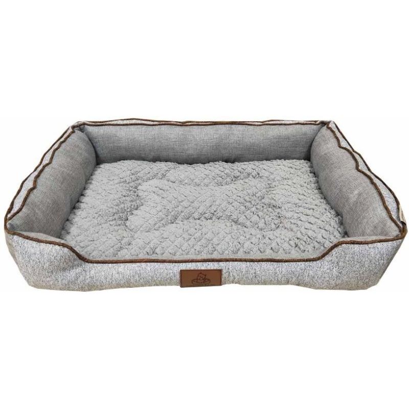 Pet Bed Square Bone Textured Cushion Jute L