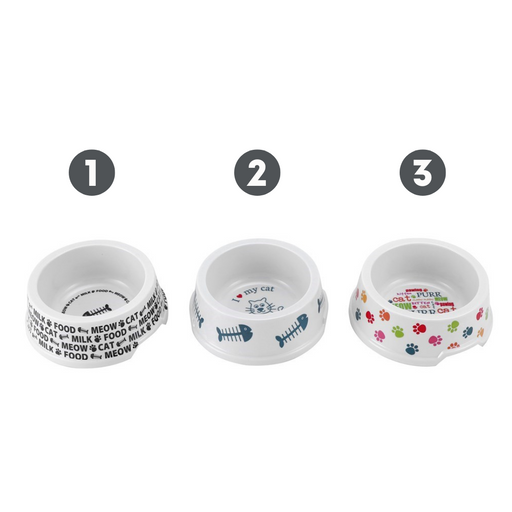Ronis Paws and Claws Printed Melamine Cat Bowl 14x4cm 3 Asstd