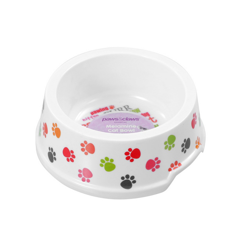 Ronis Paws and Claws Printed Melamine Cat Bowl 14x4cm 3 Asstd
