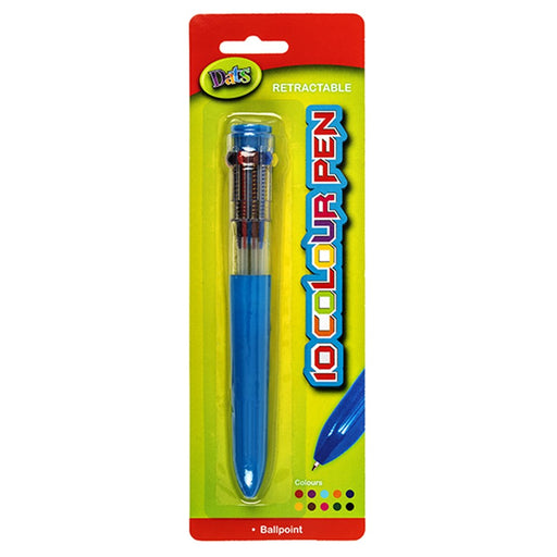 Retractable multi colour ballpoint pen with 10 ink colours in one for colour coding and planners