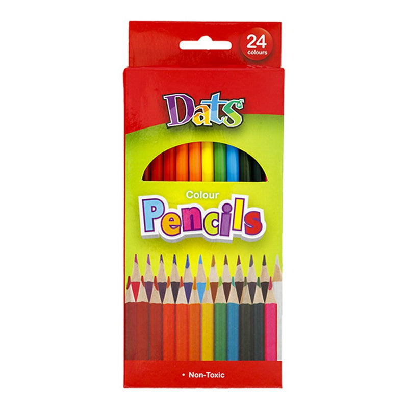 Coloured pencils 24 pack assorted colours for colouring drawing and school projects