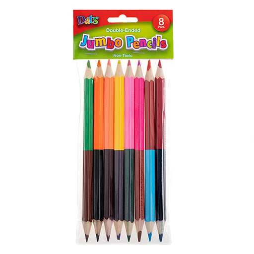 Jumbo double ended coloured pencils 8 pack for kids colouring and school art projects