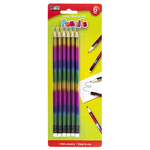 HB laser barrel pencils 6 pack graphite writing pencils for school and office use