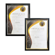 Black A4 certificate frame 21x29.7cm assorted style, document picture frame for awards and office display. – thumbnail