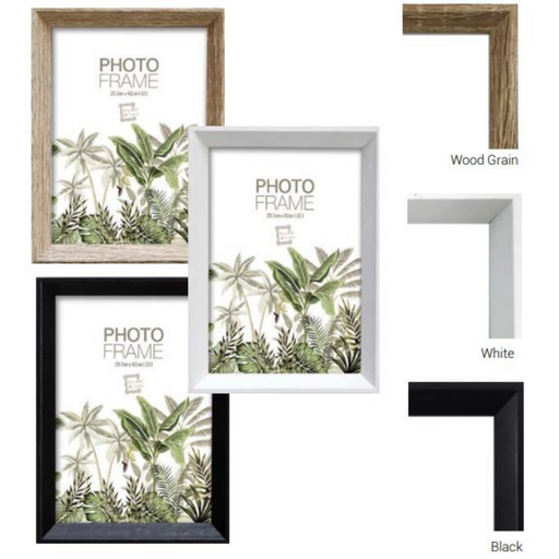 Ronis Photo Frame Mindari Slim Line Wood Grain, White & Black Mix 13x18cm Assorted