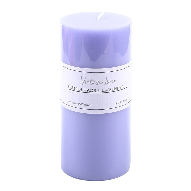 Ronis Pillar Candle Vintage Linen French Cade and Lavender 7x15cm