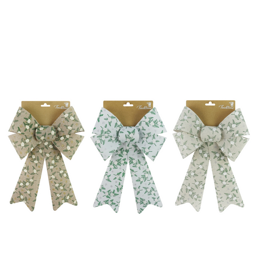 Ronis Pinecone Glitter Bow Large 23x38cm 3 Asstd