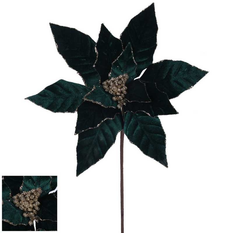 Ronis Poinsettia Forest Green 29cm with 45cm Stem