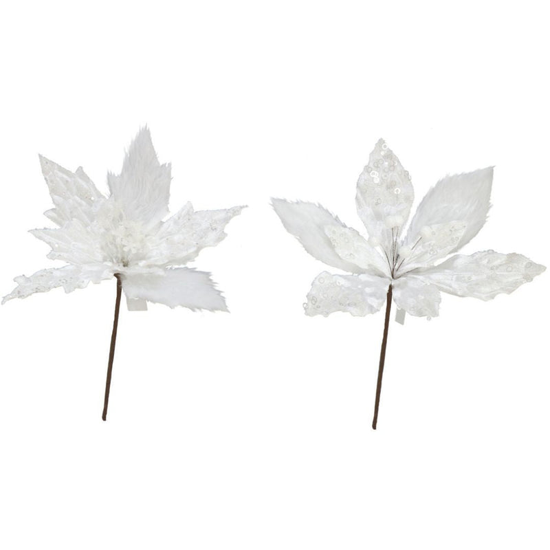 Ronis Poinsettia Velvet Plush 30cm White Assorted