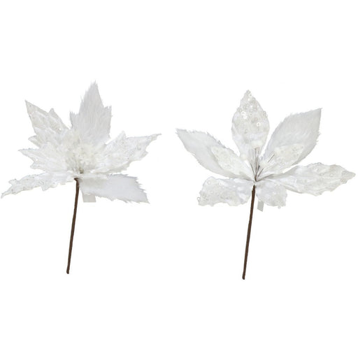 Ronis Poinsettia Velvet Plush 30cm White Assorted