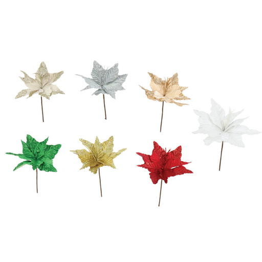 Ronis Poinsettia Velvet Sequin Emboss 25cm Assorted