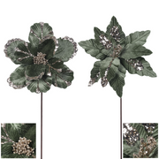 Ronis Poinsettia and Magnolia with 30cm Stem Sage Assorted