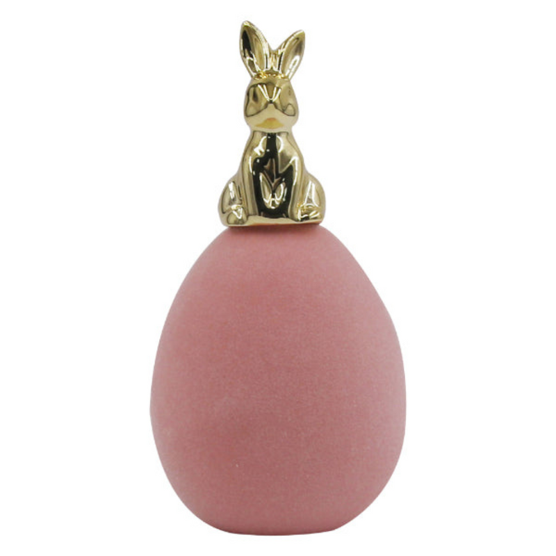 Ronis Polyresin Egg with Gold Bunny 7.8x12.8cm