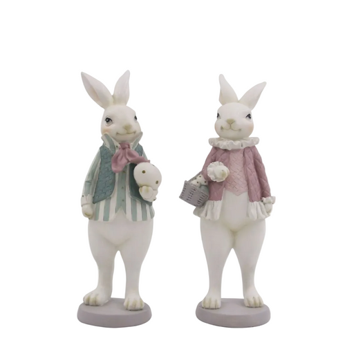 Ronis Polyresin Mr and Mrs Bunny 10.5x10x25.5cm
