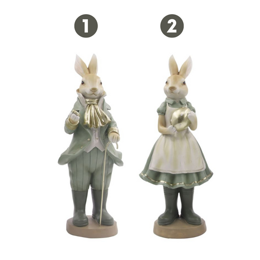 Ronis Polyresin Mr and Mrs Bunny 17x15x40cm