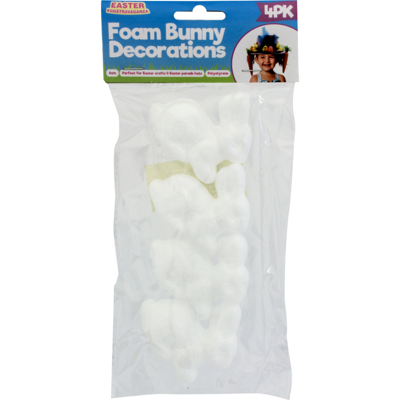 Ronis Polystyrene Bunny Plain 6cm White 4pk