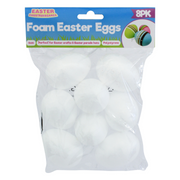Polystyrene Eggs Plain 8pk