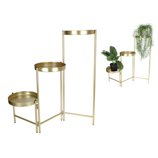 Ronis Pot Planter Stand Gold 3 Tier 60cm