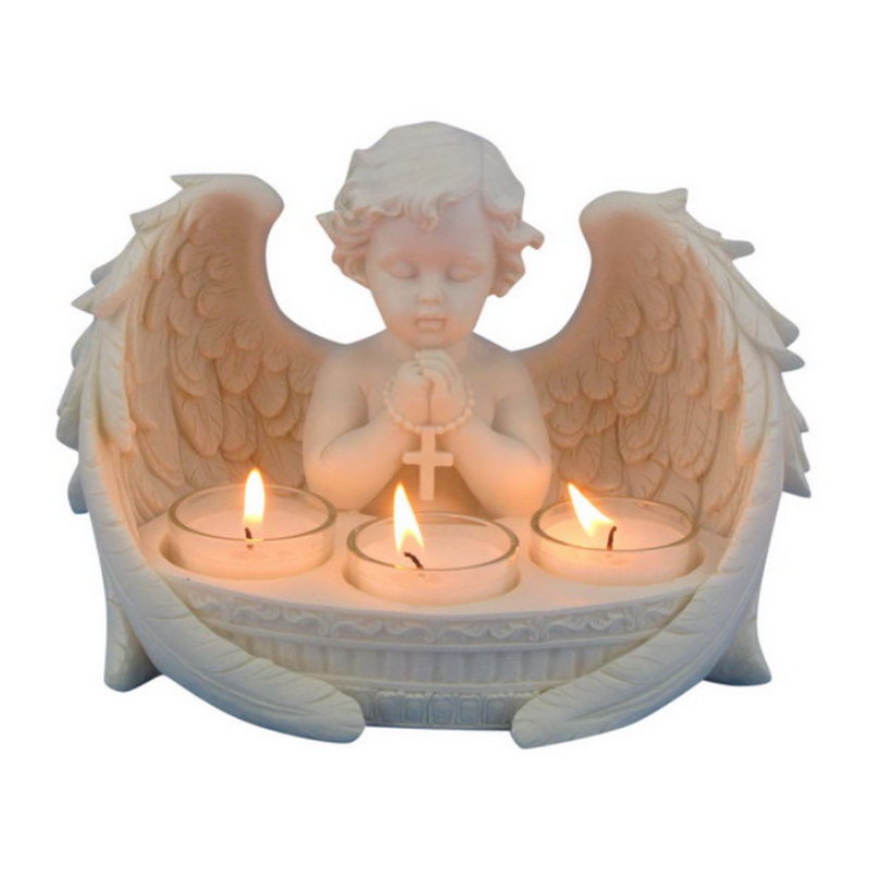 Ronis Praying Cherub with 3 Tealights 21cm