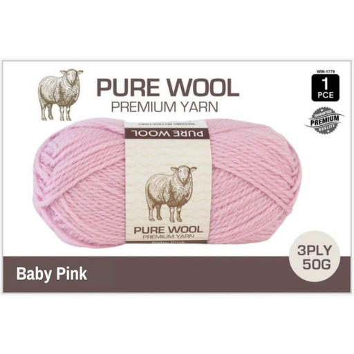 Ronis Pure Wool 3ply 50g Baby Pink
