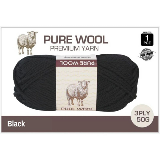 Ronis Pure Wool 3ply 50g Black