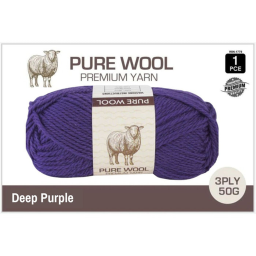 Ronis Pure Wool 3ply 50g Deep Purple