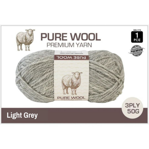 Ronis Pure Wool 3ply 50g Light Grey