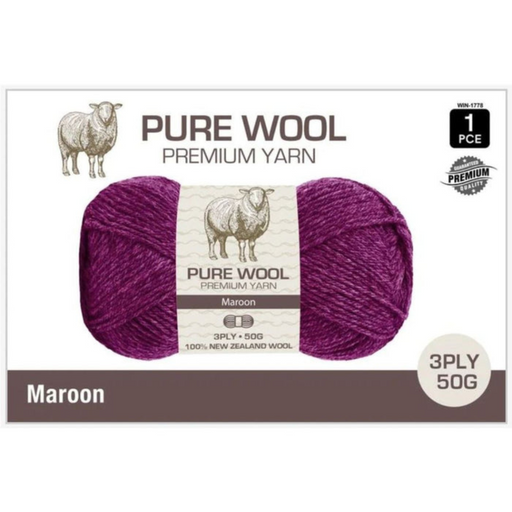 Ronis Pure Wool 3ply 50g Maroon