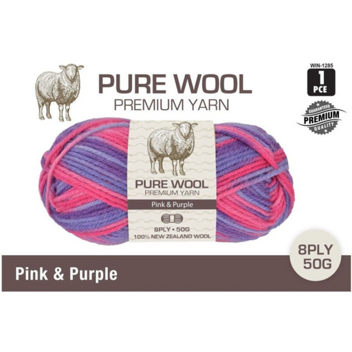 Ronis Pure Wool 3ply 50g Pink and Purple