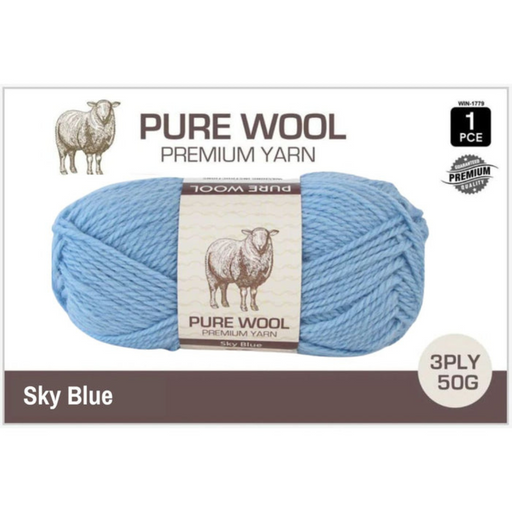 Ronis Pure Wool 3ply 50g Sky Blue