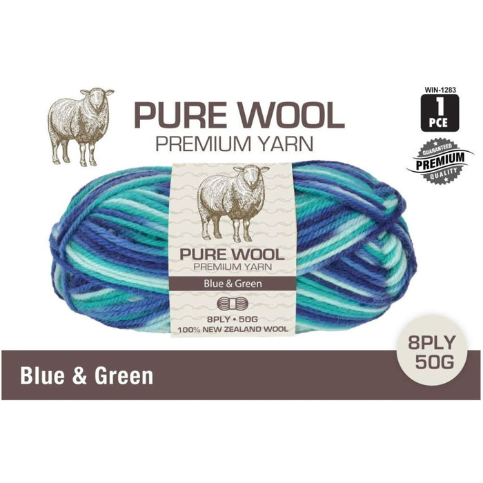 Ronis Pure Wool Blue and Green 3 Ply 50g