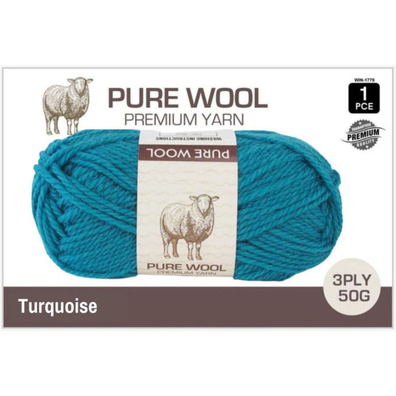 Pure wool 3ply yarn 50g ball in turquoise colour